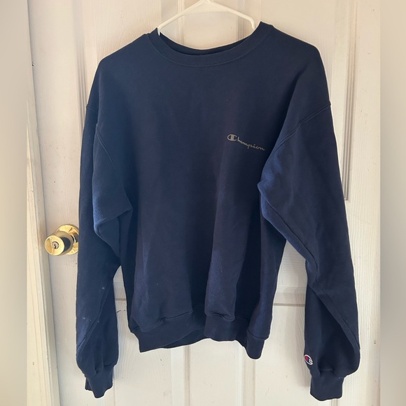 Vintage Navy Blue Champion Unisex Navy Crewneck Sweater- Size Medium - Picture 1 of 3